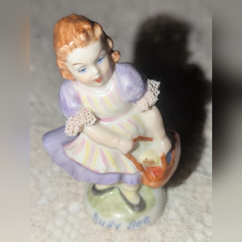 Muller Volkstedt Irish Dresden Porcelain Figurine Busy Bee Little Girl.